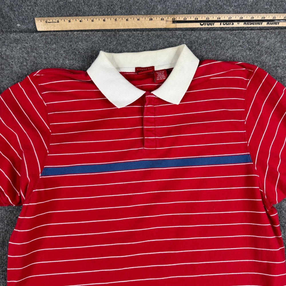 Mossimo Polo Mens XXL Red Striped Athletic Fit Cotton Short Sleeve Casual Shirt